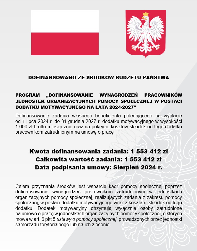 plakat dofinansowanie z budżetu państwa